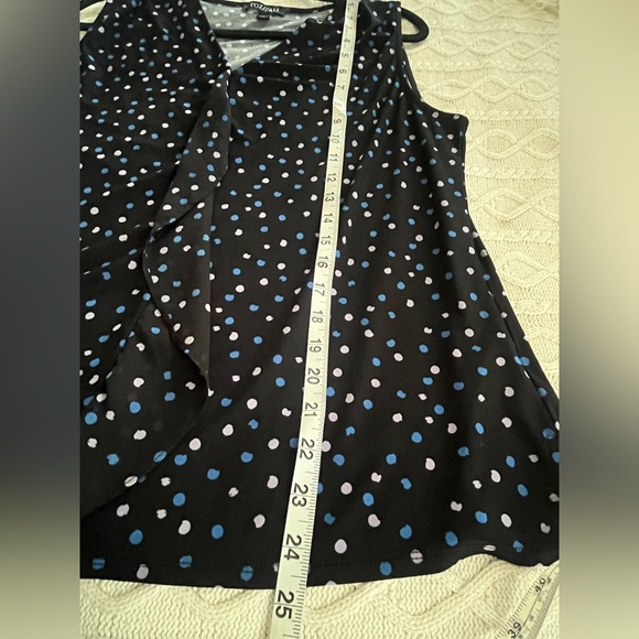Roz & Ali Navy Polka Dot Women's Blouse Size Large - Picture 14 of 16